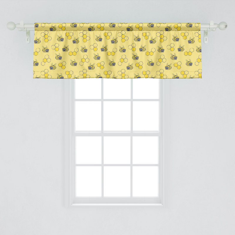 Ensemble de 2 cantonnières Ambesonne jaune et gris pastel, L 54 po x L 12 po