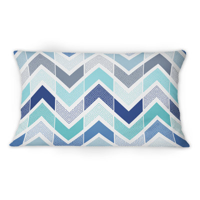 Coussin décoratif rétro à motif zigzag bleu clair - 1