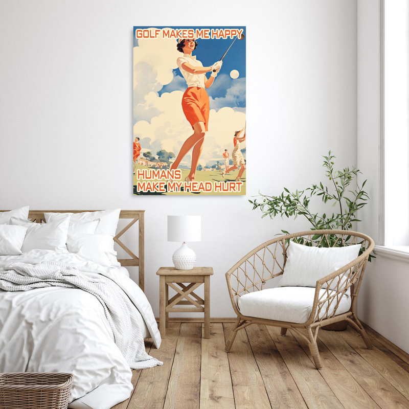 «Golf Makes Me Happy» - 1 pièce Rectangle Ar Golf Makes Me Happy - 1 pièce Rectangle, reproduction d'art sur toile tendue