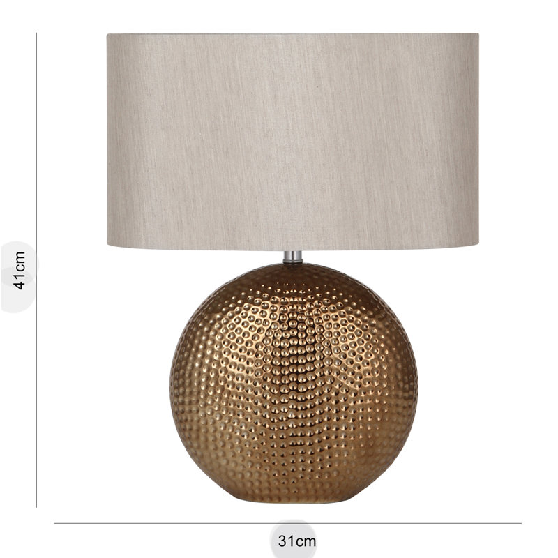 Cadnite 41 Cm Oval Ceramic Table Lamp Complete With Shade, Bronze/Brown