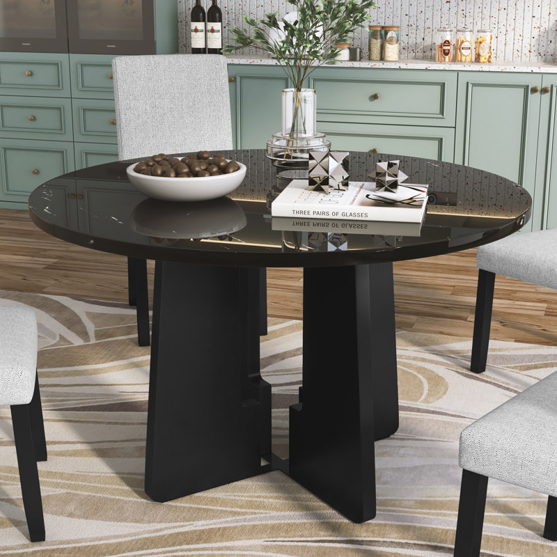 Table de salle à manger ronde pour 4 personnes, table de salle à manger de cuisine moderne, table de salle à manger ronde de 43 pouces pour le salon de la cuisine