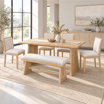 Ensemble de salle à manger 6 pièces - Chaises rembourrées et banc rembourré pour le confort