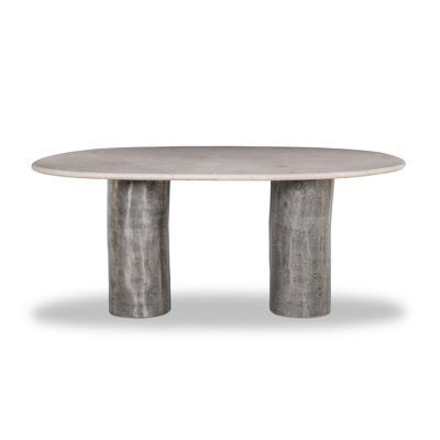 Rhys Oval Marble Double Pedestal Dining Table