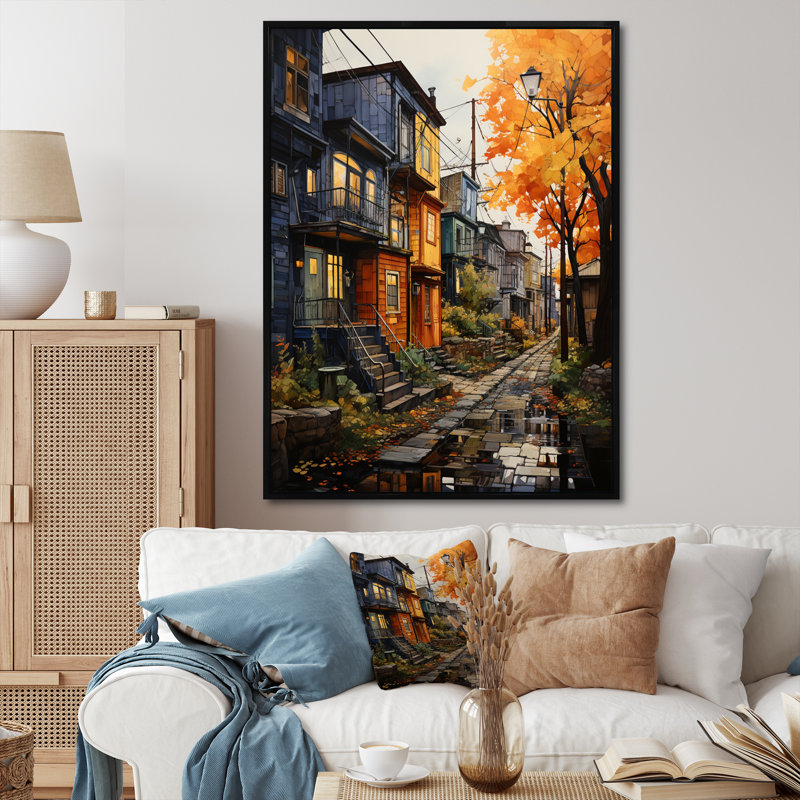 «Cityscape Alleyway Patchwork IV», reproduction, H 40 po x l 30 po x P 1,5 po, Cadre flottant noir