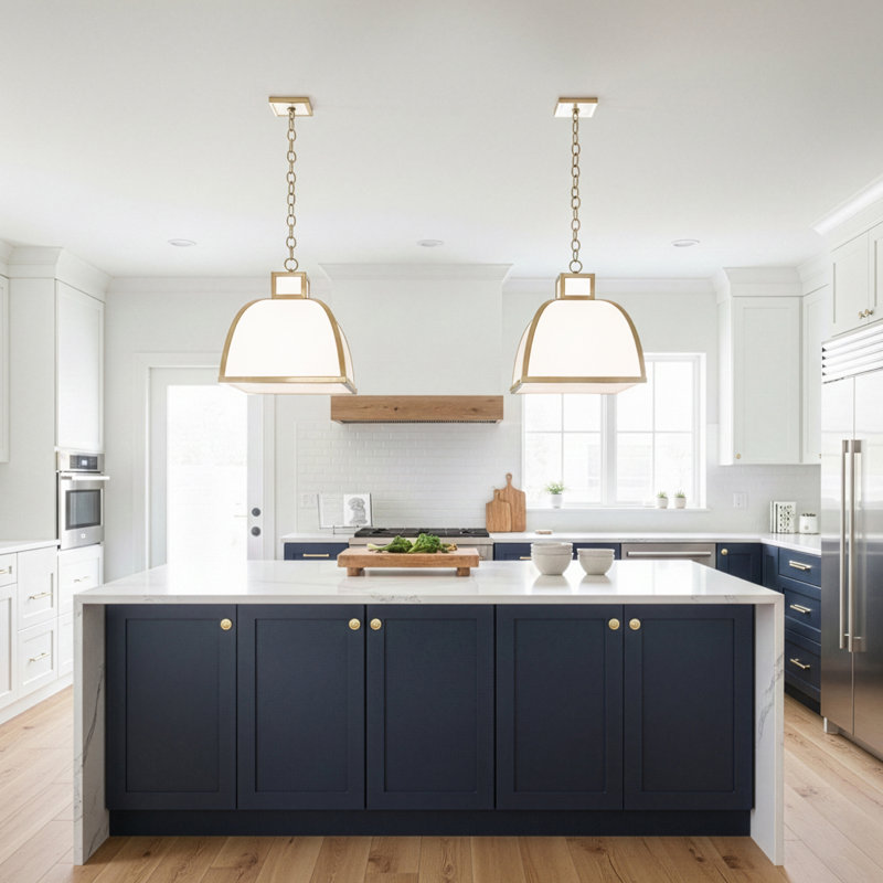 Ranger 3 - Light Chandelier, Glossy White Painted/Modern Brass Accents