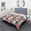 Ensemble de housse de couette de style mid-century dessiné à la main folk fleurs-40702334