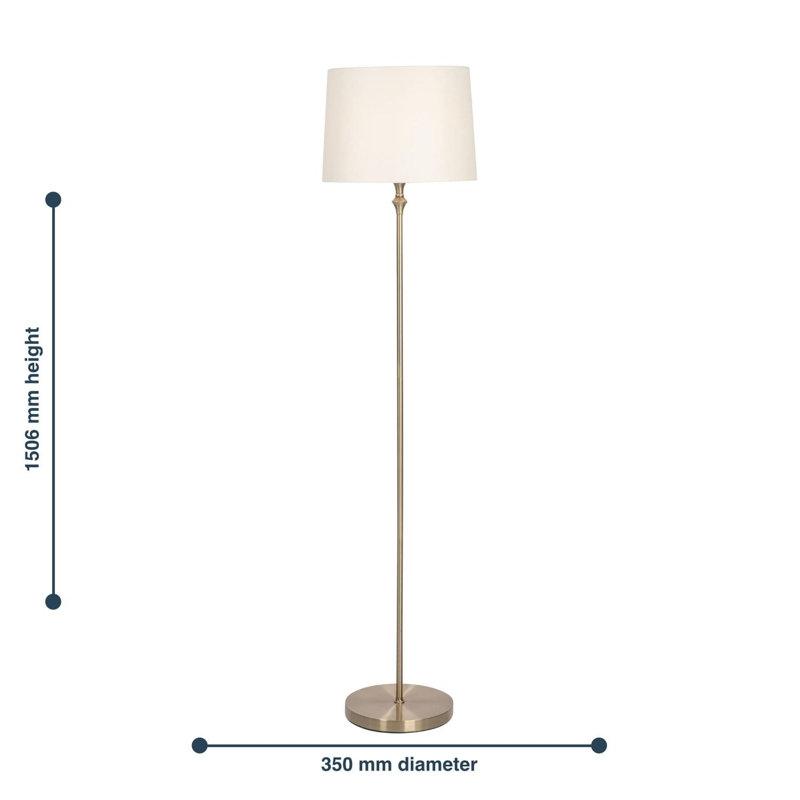 Edberg 150.6cm Traditional Floor Lamp, Cream, Antique Brass