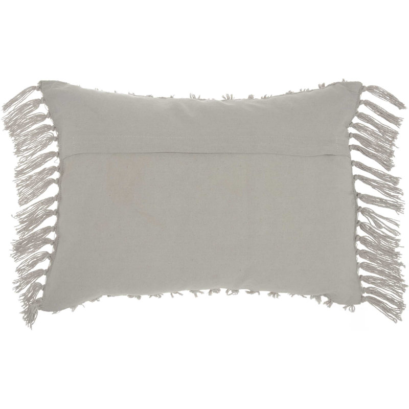 Tassel Detailed Throw Pillow, 5" H x 20" W x 14" D, Khaki