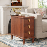 Advit Solid Wood 3 - Drawer End Table with Storage