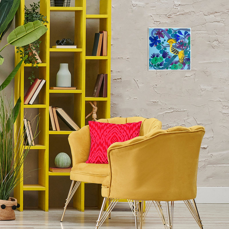 «Whimsical Yellow Bird & Flowers», plaque murale par Kay Widdowson