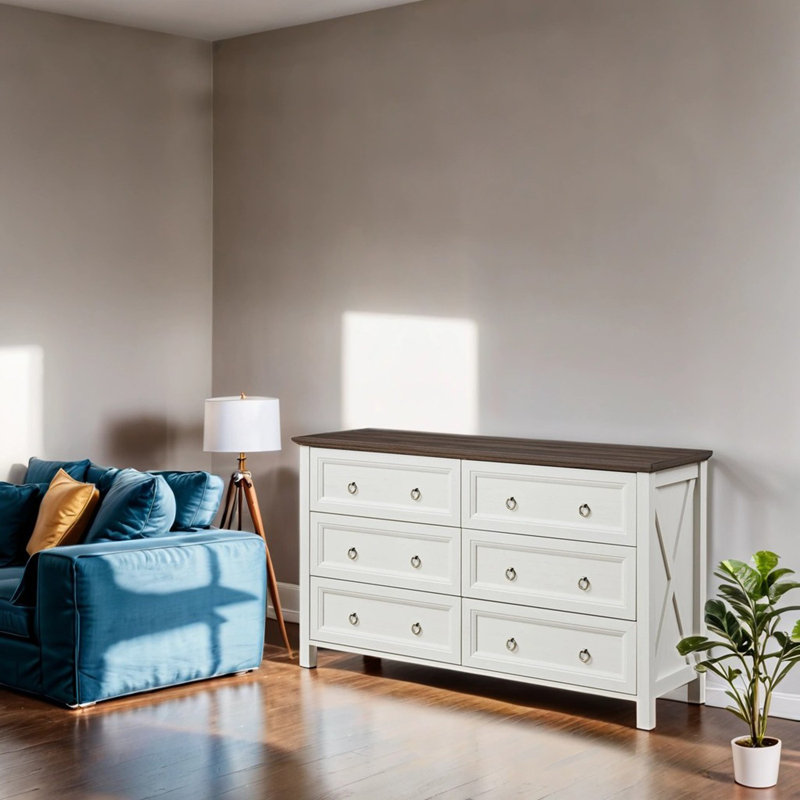 Commode double 6 tiroirs, Blanc