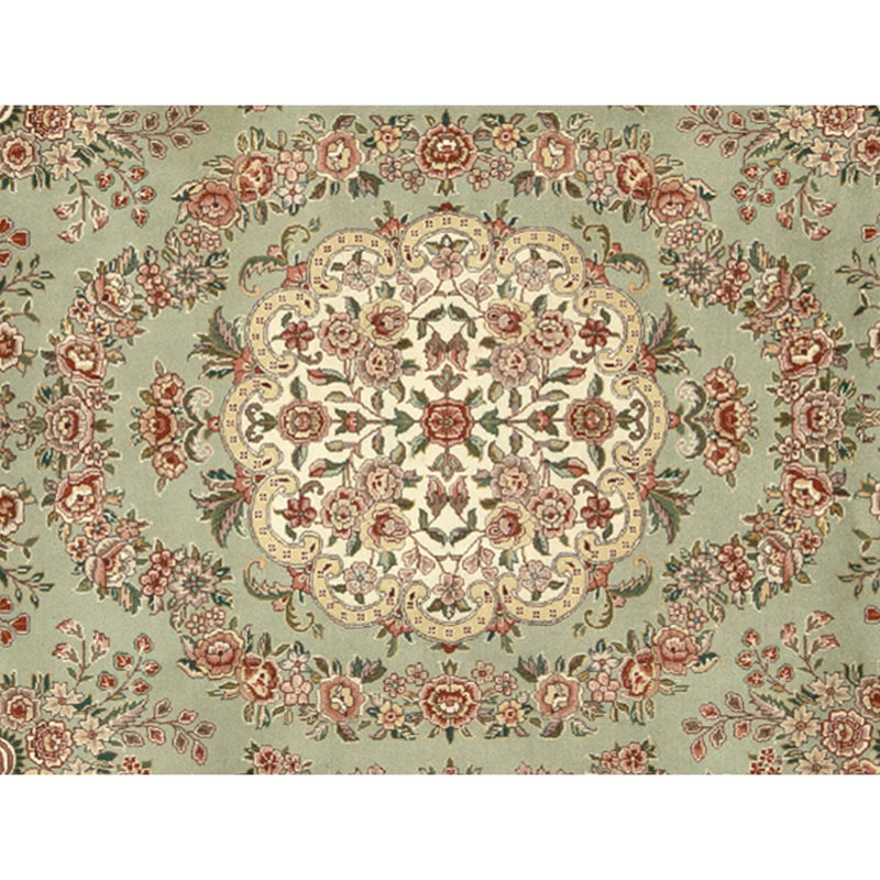 Hand Knotted Wool Area Rug in Green