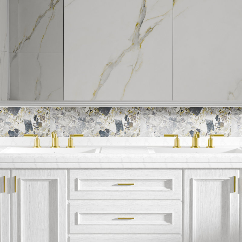 Widespread 2-handle Bathroom Faucet with Drain Assembly, Lever Handle, Zirconium Gold