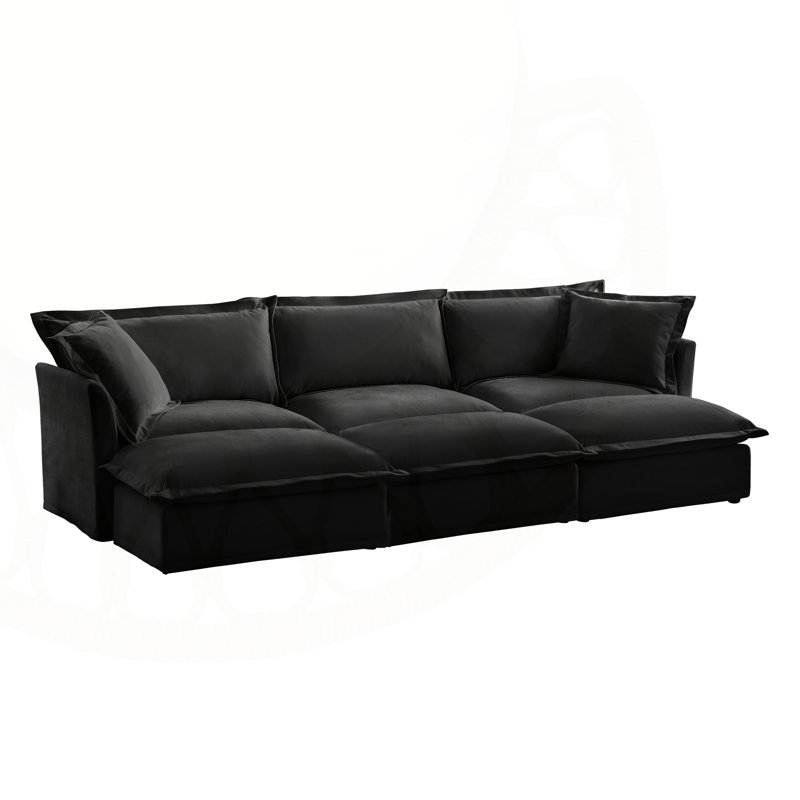 Canapé confortable à housse 3 places avec coussins moelleux pour le salon, Noir