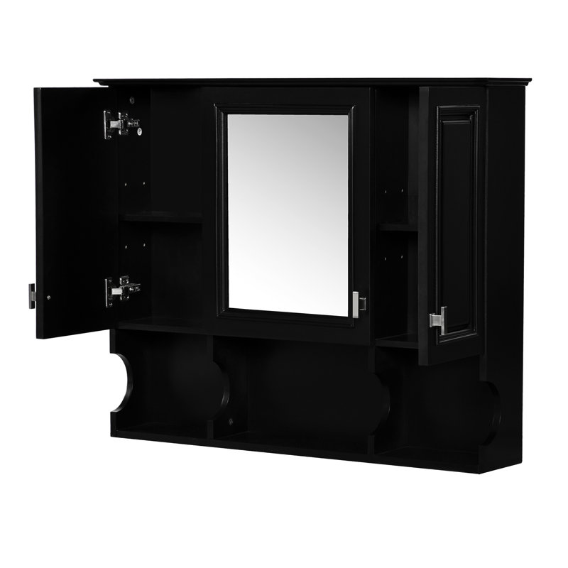 35'' X 28'' Bathroom Wall - Mounted Medicine Cabinet With Hidden Storage And Three Adjustable Shelves Mirror Shelf Height For Bathroom, Bedroom Use