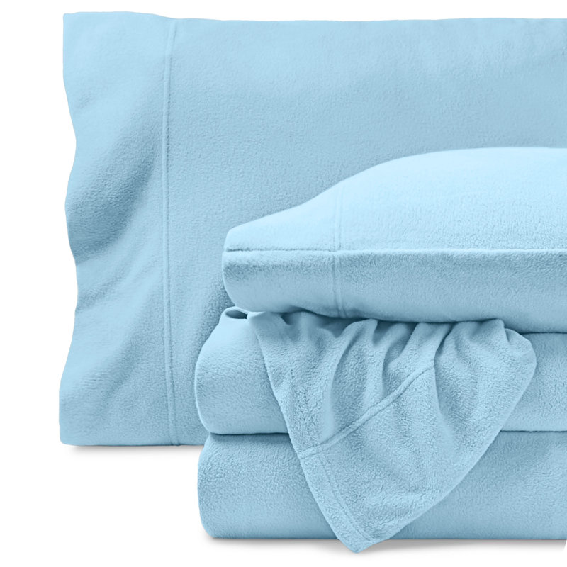 Premium Ultra Soft Polar Fleece Sheet Set, King Sheet Set, Light Blue
