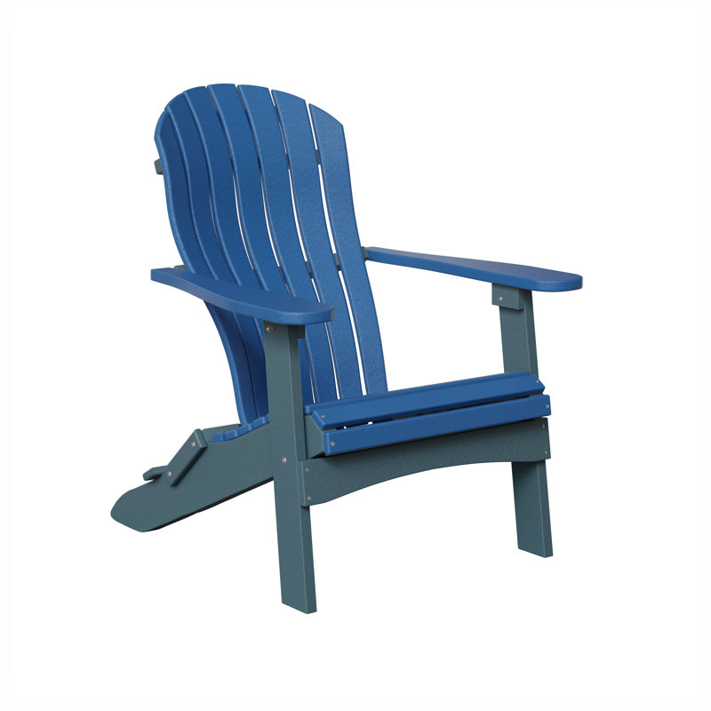 Berlin Gardens Contour Folding Adirondack Chair, Pacific Blue with Slate