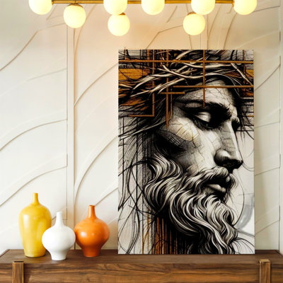 Abstrait, Portrait de Jésus, peinture moderne, dessin au trait, impression sur toile, abstrait moderne