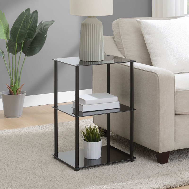 Beckett Glass Top End Table, Black