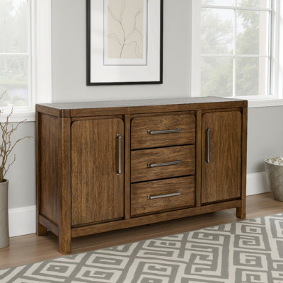 Cabal Dining Room Server, 3 Drawer And 2 Cabinet, Brown Wood, 60 Inch