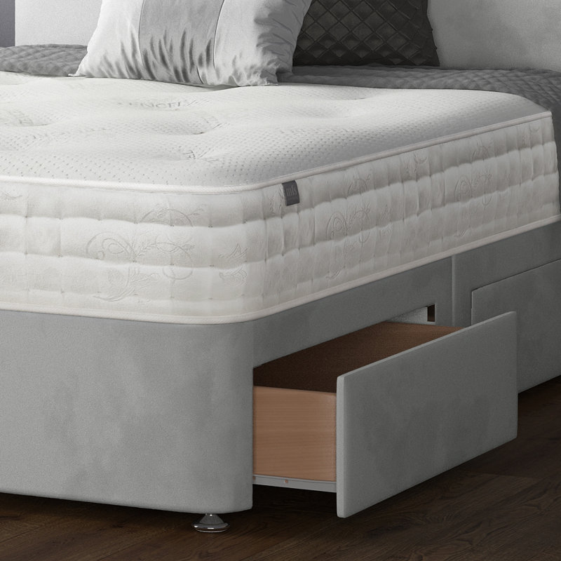 Hayder Divan Bed Base, Silver, Super King (6'), 2 Foot-end Drawers