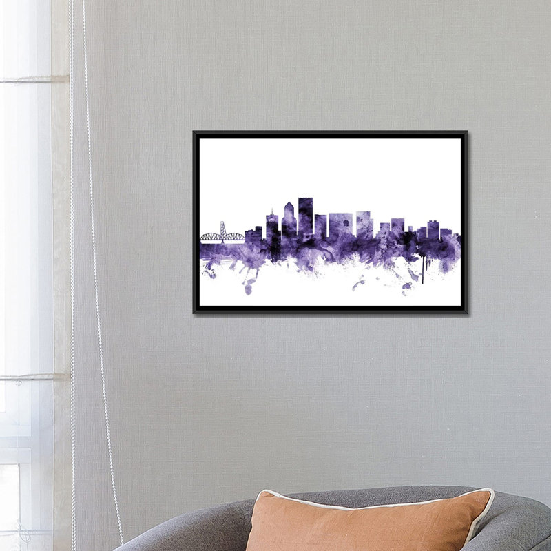 « portland, oregon horizon » par michael tompsett, impression sur toile tendue, H 18 po x l 26 po x P 1,5 po, Pas de tapis