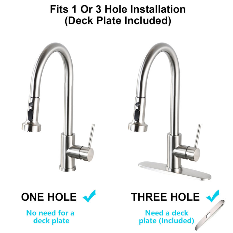 Stainless Steel Kitchen Faucet With Soap Dispenser In Brushed Nickel - To Scratches And Rust, Spot Finish, 1.8Gpm For Pull Down & Scratchproof, Rustproof, Spot- Hose