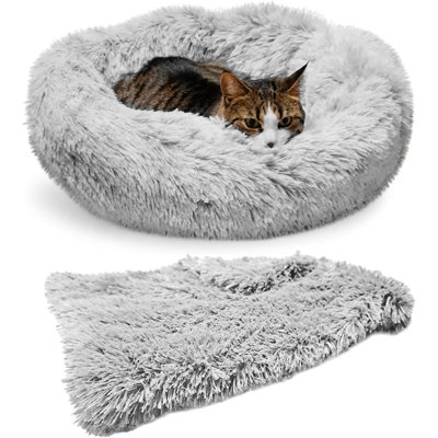 Cat Bed, Cat Beds For Indoor Cats Washable, Orthopedic Soft Fluffy Round Calming Pet Bed For Small To Large Kitty Kittens & Dogs, Small Dog Beds & Furniture - With Blanket