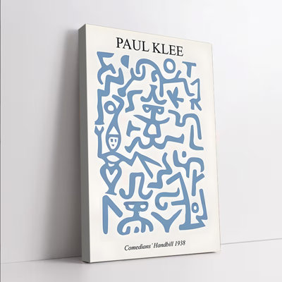 Affiche encadrée (1 pièce), affiche représentant Paul Klee, humoriste, en 1938. Impression d'art abstrait, décoration murale moderne et minimaliste pour salon, chambre, bureau, décoration intérieure contemporaine, œuvre d'art sur toile bleue et blanche.