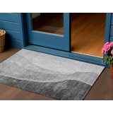Tapis extérieur lavable abstrait gris anthracite 3 pi x 5 pi