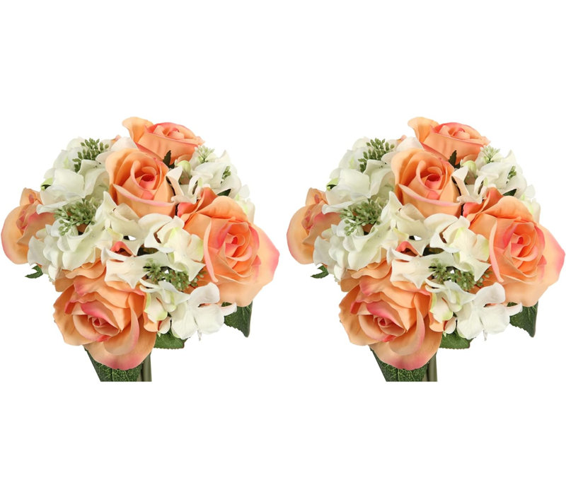 Hydrangea Arrangement, Cream/Orange