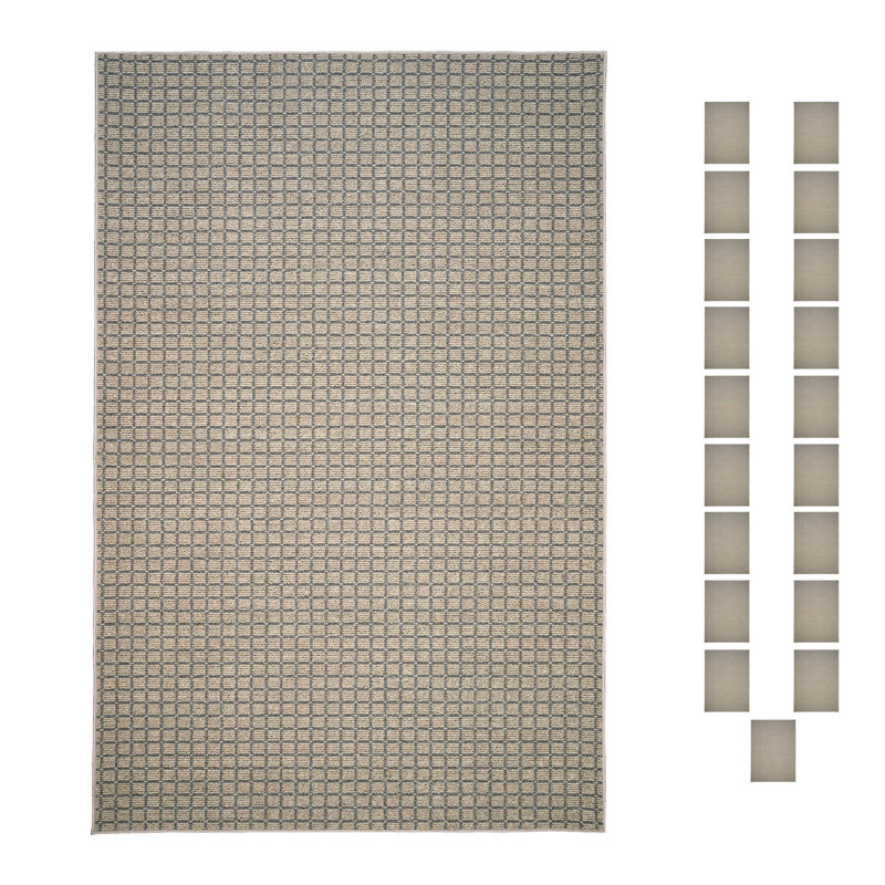 Ensemble de tapis intérieur / extérieur en polyester touffeté à la machine Gadji, Octogone 3 pi