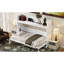 Lit double XL avec bureau, éclairage DEL et station de recharge. Blanc. Fabriqué en bois massif. Parfait pour un bureau à domicile ou une chambre d'amis élégante. Couleur blanche, port. Utilisation de la construction.
