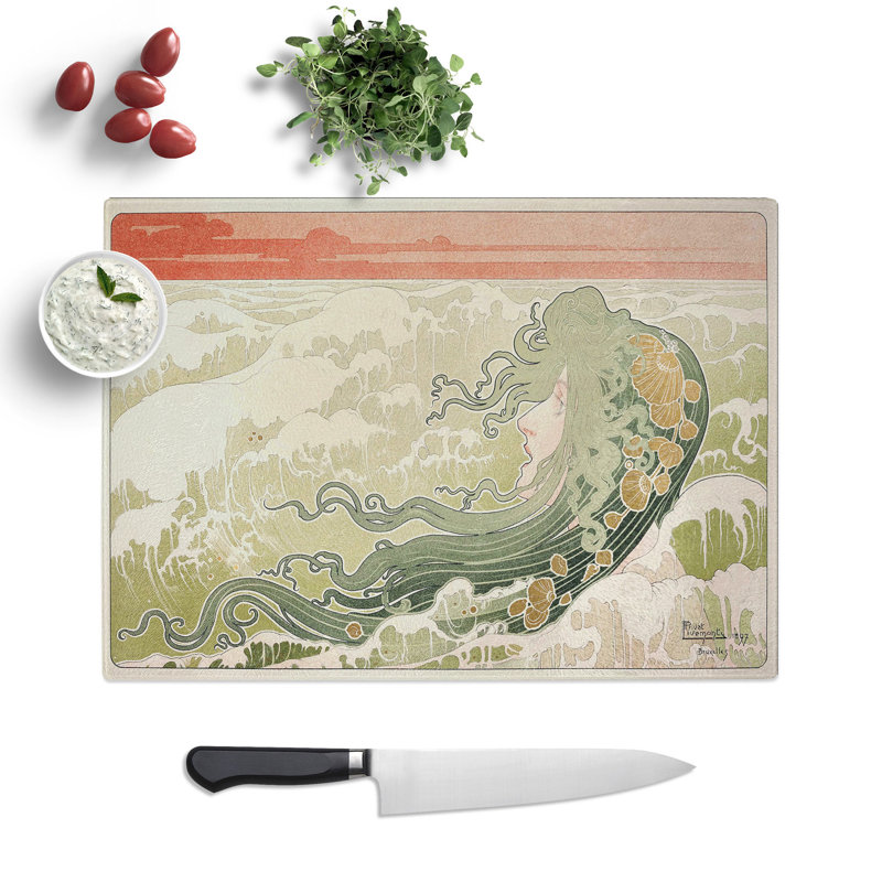 The Wave by Henri Privat-Livemont Chopping Board, 0.4cm H x 28.5cm W x 39cm L