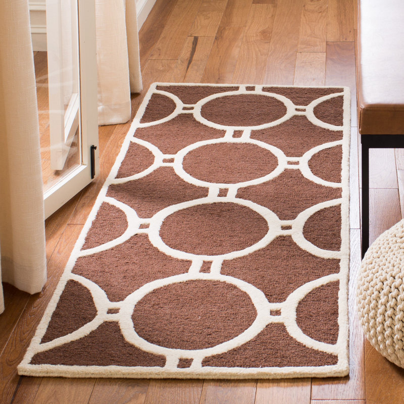Deedgra Hand Tufted Wool Geometric Rug, Rectangle 3' x 5'