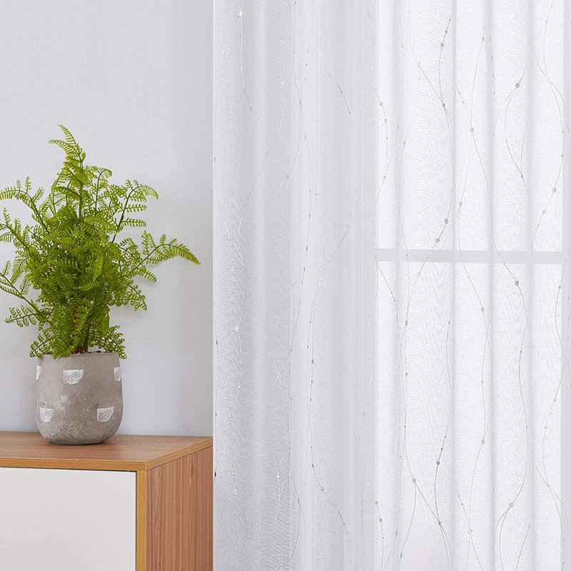 Sheer Curtain Pair, 52" W x 63" L, Silver