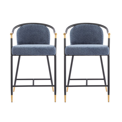 Tabouret de comptoir rembourré de 26 po de hauteur avec structure en métal (ensemble de 2)