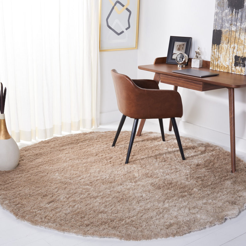 Tapis beige foncé touffeté à la main Jewell, Rond 7 pi