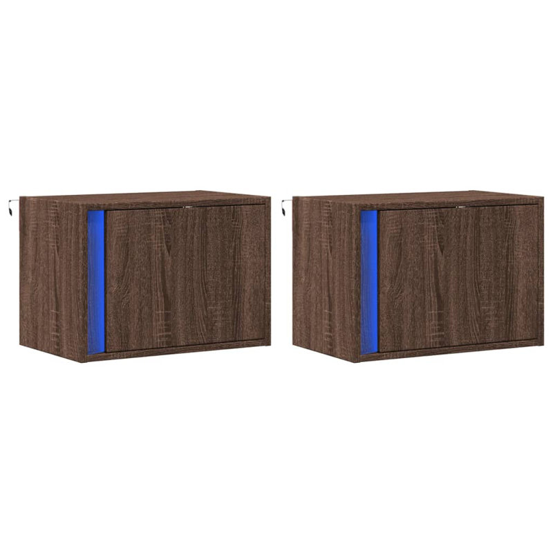 Dawane 50cm W Manufactured Wood Bedside Table, Brown Oak
