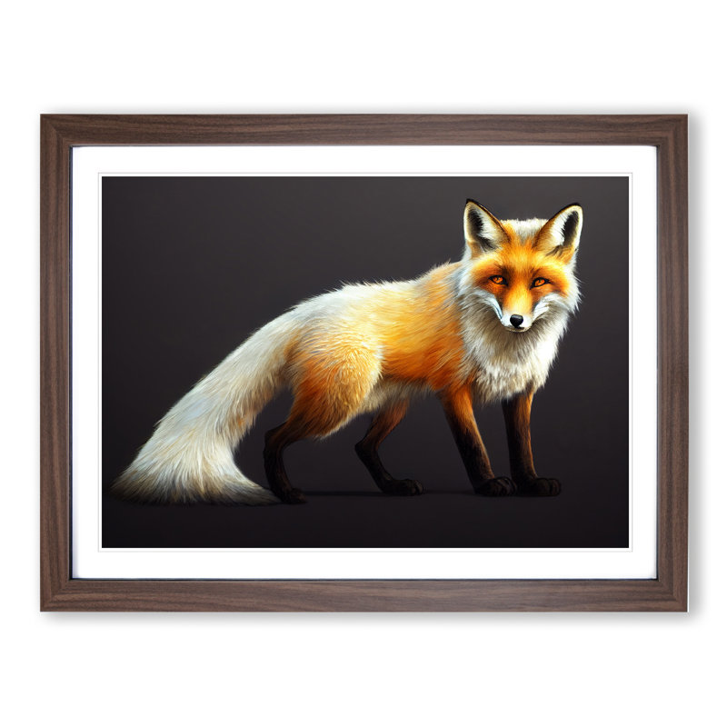 Ingenious Fox - Single Picture Frame Print, Walnut, 25cm H x 34cm W x 2cm D