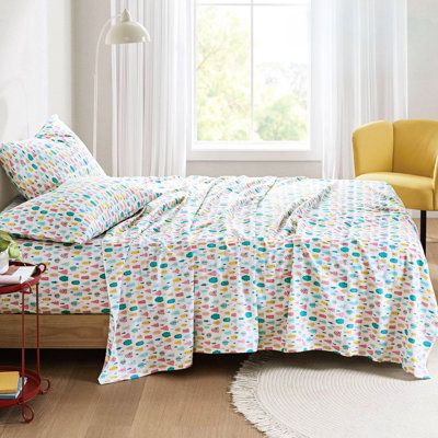 3 Pcs Twin Xl Cotton Flannel Printed Sheet With White Holiday Trees Pattern, Material, Machine Washable, 100% Style,