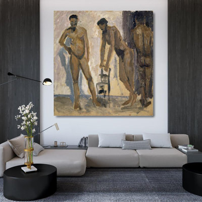 "Three Black Nude Men" by  Ernst Schiess - Gallery Wrap Canvas Wall Art