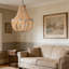 Luminaire lustre en perles de bois Boho, luminaire suspendu rustique antique à 3 lumières avec perles en chêne naturel pour îlot de cuisine, salle à manger, chambre à coucher et entrée