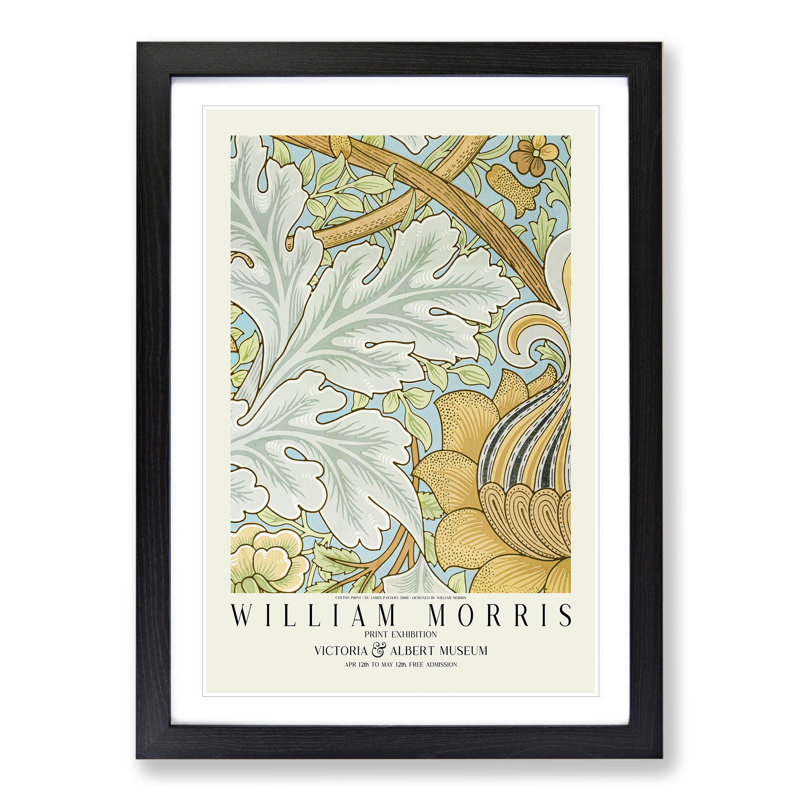 St. James Pattern with Border by William Morris - Picture Frame Graphic Art, 48cm H x 36cm W x 2cm D, Black