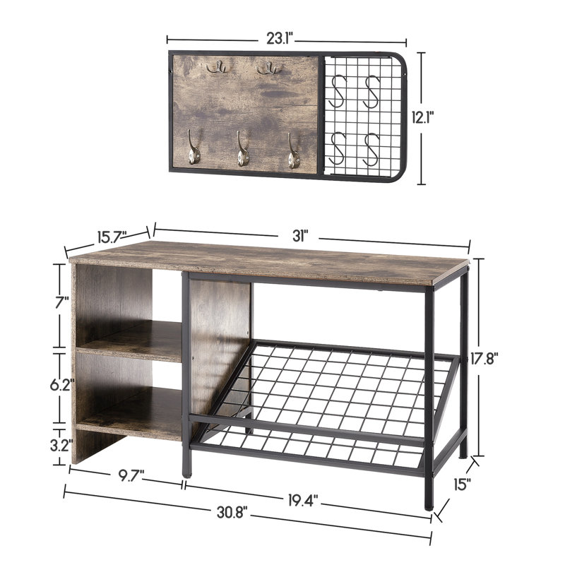 4 Pair Solid Wood Shoe Rack, Gray