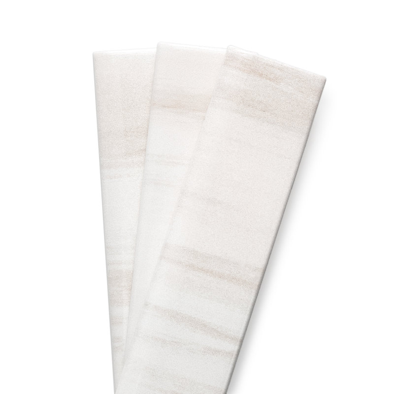 Soho 10" x 2" Polished Ceramic Bullnose Tile Trim in White, Greige