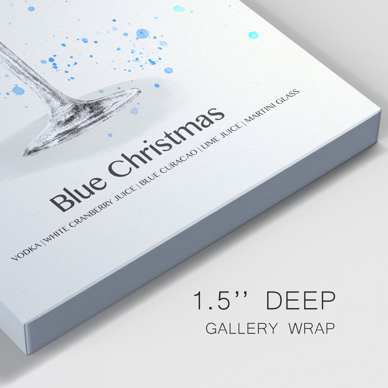 Blue Christmas Cocktail - Wrapped Canvas Print, 18" H x 12" W x 1" D