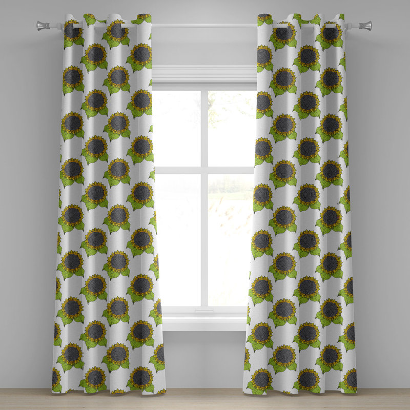 Rideau à œillets floral à 2 panneaux East Urban Home, 50 po, vert pomme taupe foncé, L 50 po x L 108 po
