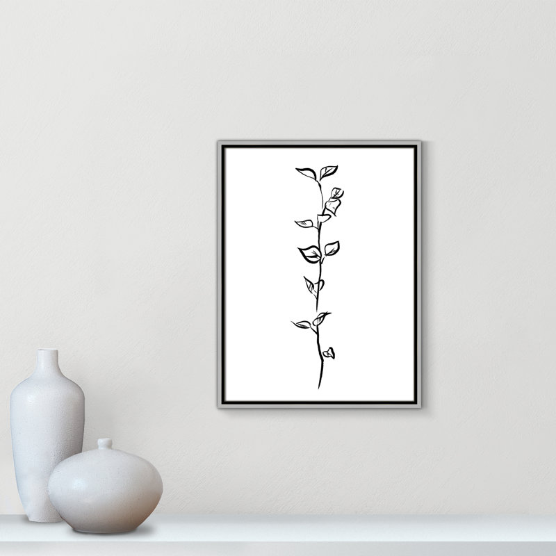 Fleurs simples 4 - reproduction de dessin, H 25,5 po x l 19,5 po x P 2 po, Toile avec cadre argenté