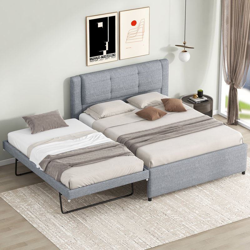 Lit plateforme double avec lit gigogne et lit gigogne double